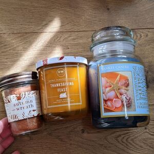 Illume (4.8 oz) + DW Home (33 hrs) + Yankee Candle (22 oz) lot of 3 candles